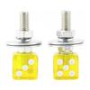 2x Custom DICE License Plate Bolt Screw Yellow Plastic Motorcycle Chopper Bobber