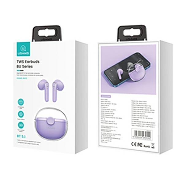 Usams Słuchawki Bluetooth 5.1 Tws Buseries Bezprzewodowe Fioletowy/Purple Bhubu02