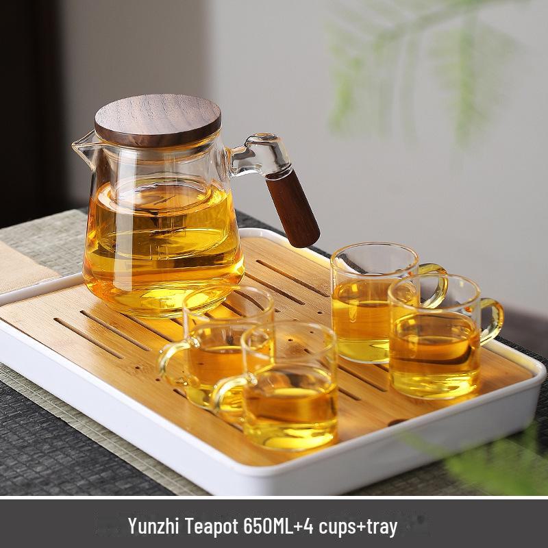 Стеклянный чайник с фильтром и боковой ручкой, устойчивый к высоким температурам, для использования в офисе или заваривания цветочного чая