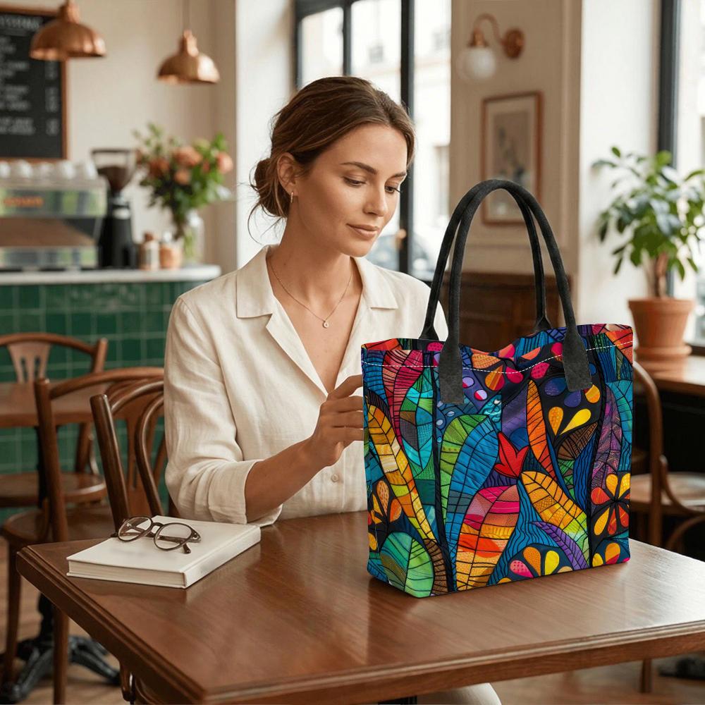 Colorful Boho Print Tote Bag Large Capacity Casual Shoulder Handbag for Daily Use
