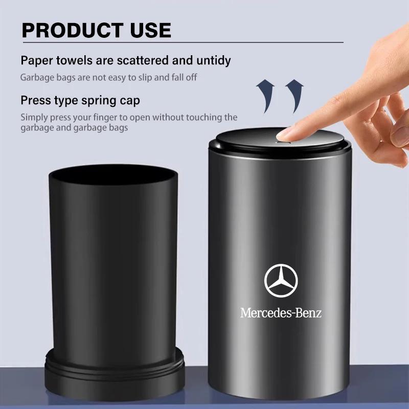 Alloy Car Garbage Can Trash Case Storage Holder Rubbish Bin For Benz CLK GLC W212 C200 C300 W203 W204 W205 W169 W176 GLC