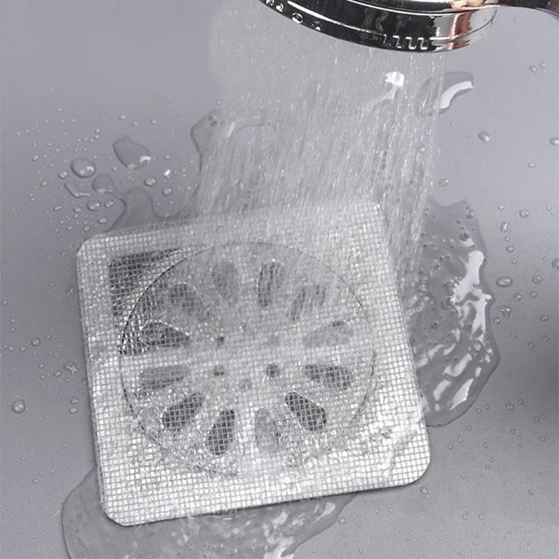 10 шт. одноразовая сетка для сливного фильтра в полу, сетка для канализационного фильтра, ванная комната, душевая комната, наклейка для профилактики и блокировки волос в полу