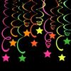 Fluorescent Paper Happy Birthday Banner with Five-Pointed Star Pennants for Party Decoration