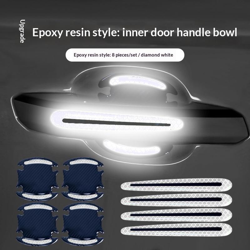 8Pcs Car Door Handle Sticker Protection Sticker Door Handle Paint Surface Anti-Scratch Sticker Car Safety Reflective Strip