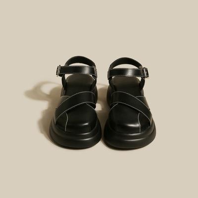 2024 новые летние стильные модные удобные и повседневные сандалии на толстой подошве с пряжкой на толстом каблуке и обувь с пустой задней частью