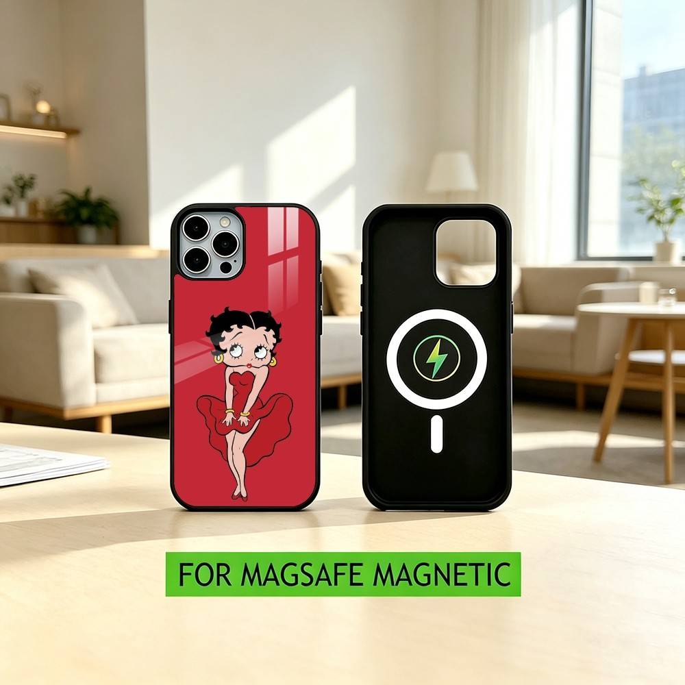 Classic Character Anime B-Bettys Boops Phone Case For iPhone17,16,15,14,13,12,11Plus,Pro Magnetic with Magsafe Wireless Charging
