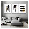 Minimalist Canvas Painting Wall Art Poster Print Pictures Living Room Home Interior Decoration Abstract Black Gold Brush Line
