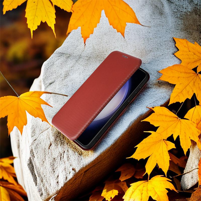 Подходит для Samsung Galaxy Z fold6 5G Простой самоклеящийся чехол для телефона из углеродного волокна Чехол-кошелек с магнитной застежкой для Galaxy Z fold 6