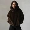 Womens Oversized Hooded Faux Fur Coat In Coffee Beige Warm Thick Plush Top Winter