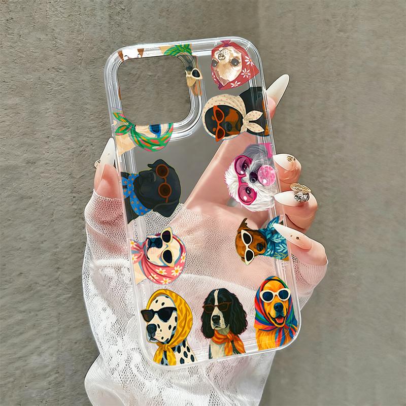 Прозрачный чехол для телефона для iPhone 11 12 13 14 15 16 17 Pro Max Mini X XS XR XS Max 8 7 Plus 17E 16E Air с рисунками собак