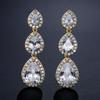 ZAKOL Fashion Water Drop Cubic Zirconia Long Dangle Earrings For Women Bridal Wedding Party Crystal Jewelry EP2208