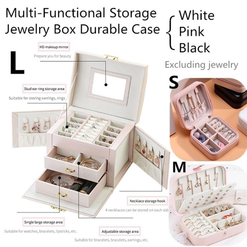 Portable S/M/L Size Jewelry Box Multi-Functional PU Jewelry Case for Rings Earrings Necklaces Accessories Travel Jewelry Box