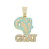 New Hip Hop Enamel Goat Letter Pendant Necklacewith 13mm Cuban Chain HipHop Iced Out Bling Animal Necklace for Men Charm Jewelry