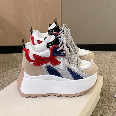 Модные женские кроссовки на высокой платформе 10 см 2024 Новые осенние дышащие массивные повседневные кроссовки для папы Толстая подошва Тренировочные кроссовки Сетчатые кроссовки Женские