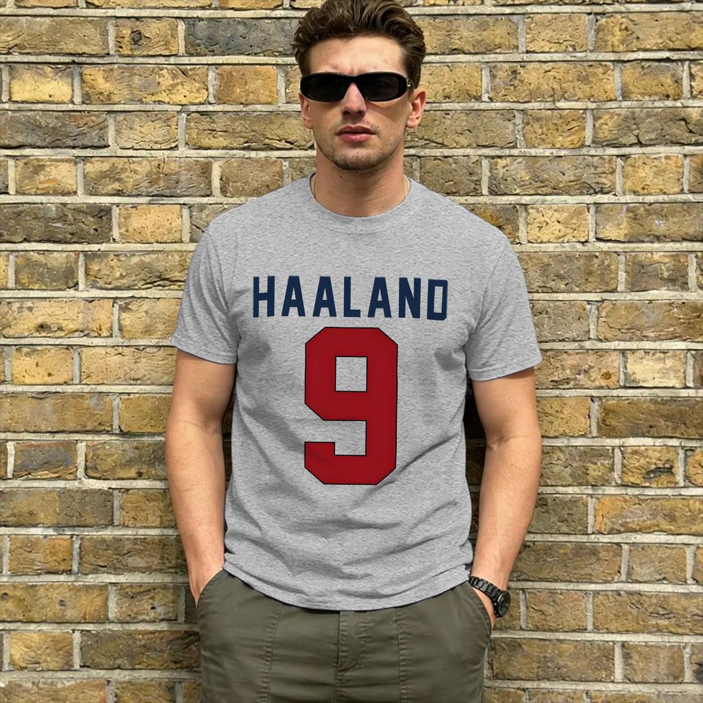 Unisex TShirts Haaland 9 Casual Cotton Tees Short Sleeve T Shirt Round Neck Clothing Plus Size