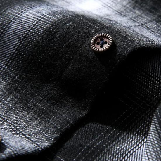 Мужская весенняя рубашка с клетчатым принтом и длинными рукавами контрастных цветов, отложной воротник с лацканами, теплое однобортное осеннее пальто на пуговицах подходящего цвета