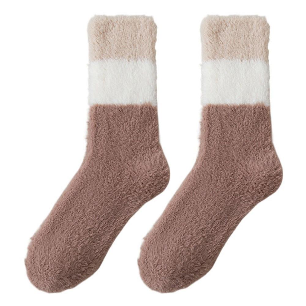 Winter Coral Fleece Socks Sleeping Mid Tube Socks Women Floor Plush Socks For Female Men