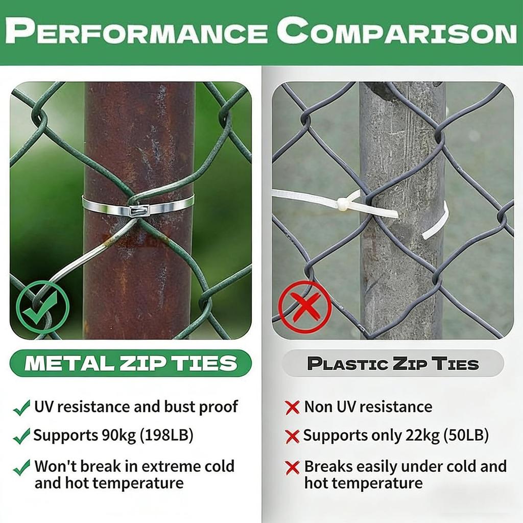 Metal Zip Ties Tool Multi-Purpose Self-Locking Strong 100 Pieces Outdoor Metal Binding Cable Ties For Machinery Vehicles Farm