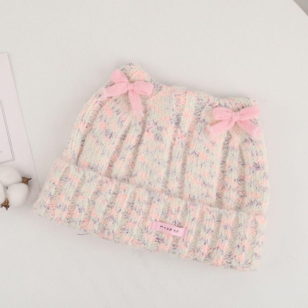 Melange Yarn Cat Ear Knitted Beanie Cuffed Design Warm Winter Beanie For Women