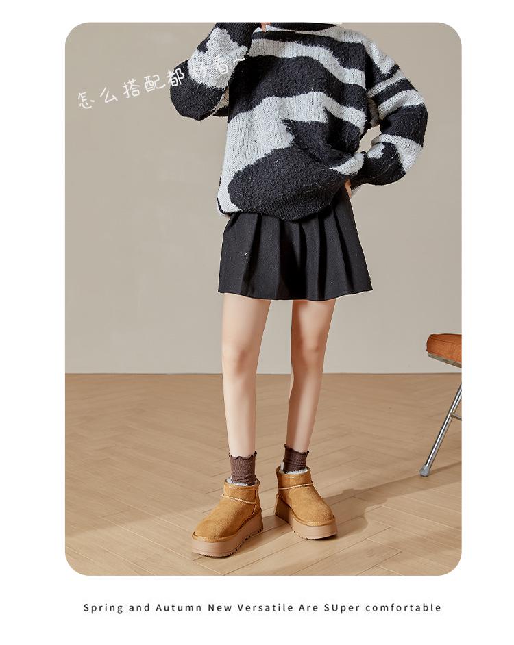 Women's 2024 Sheepskin Fur Snow Boots: Zhou Dongyu Style, Genuine Leather, Short Tube, Thick Warm Cotton Lining.