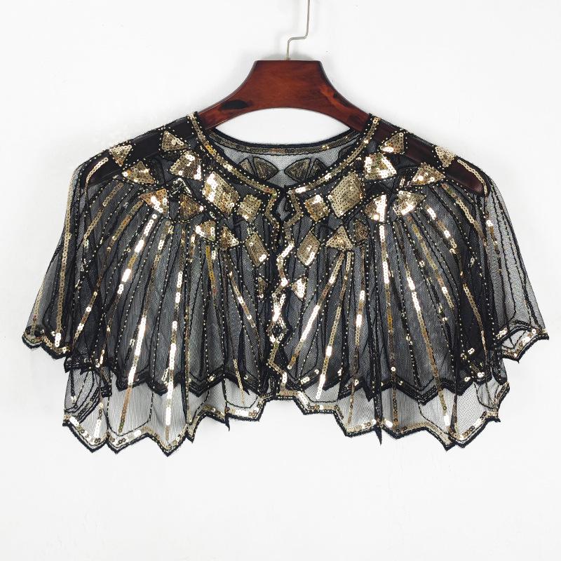 Женская летняя сетчатая шаль с пайетками - Ажурный бисерный модный европейско-американский плечевой платок, кардиган-жилет с защитой от солнца