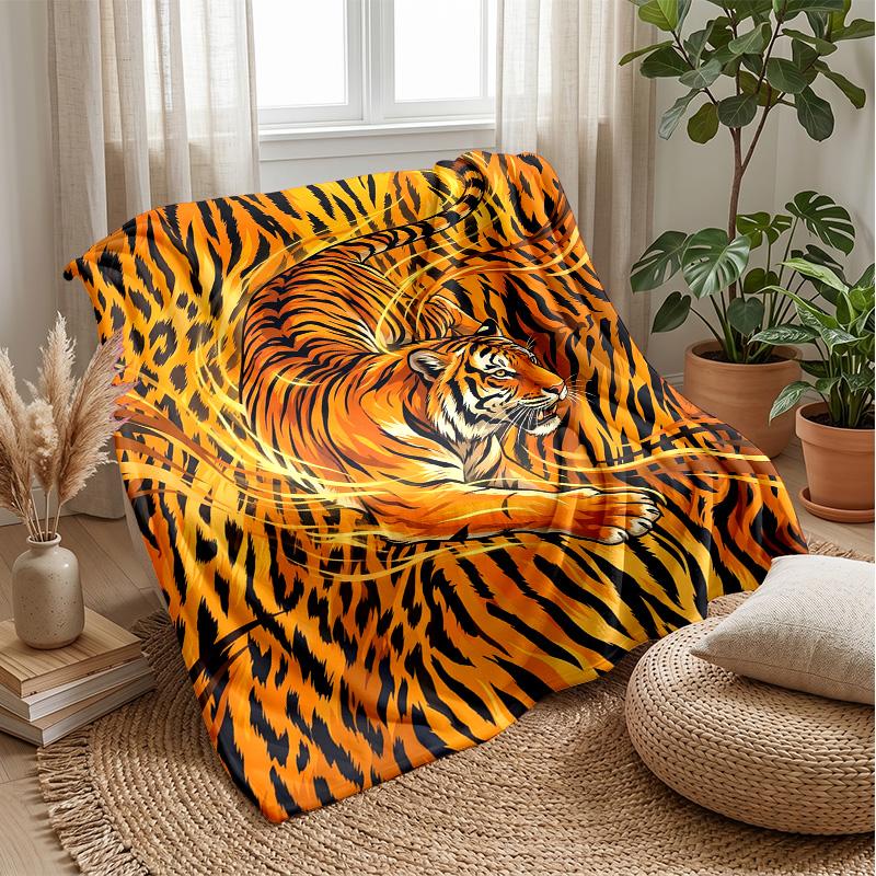 Tiger Spirit in Water Theme blanket Lightweight Warm Flannel Blanket Decorative Throw Blanket for Home Decoration