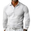 2025 Long-sleeved T-shirt Men's Waffle Casual Lapel Button Slim Long-sleeved Polo Shirt