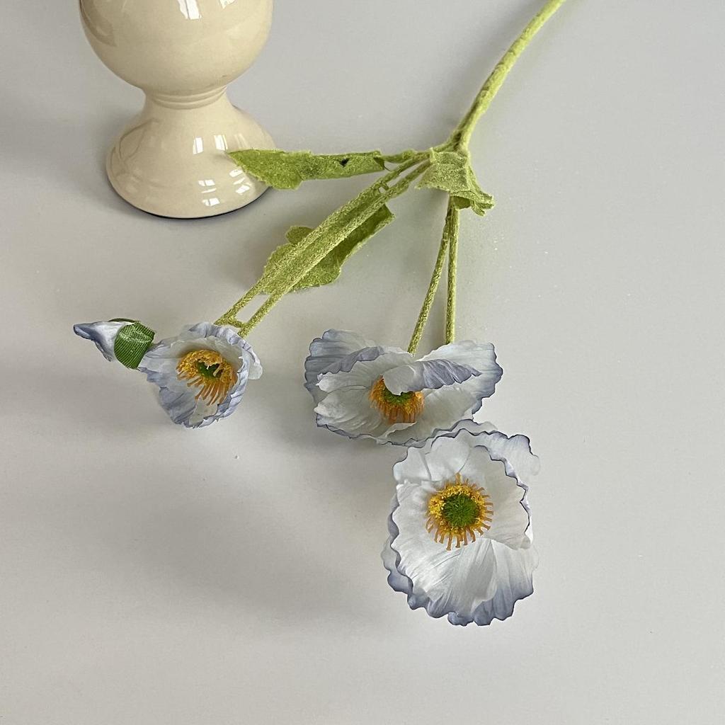 Silk Flocked Poppy Artificial Flowers for Wedding, Home Décor, and Photography Props