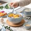 Посуда для китайской кухни Керамическая миска для лапши Большая миска для риса в синей полоске Миска для супа