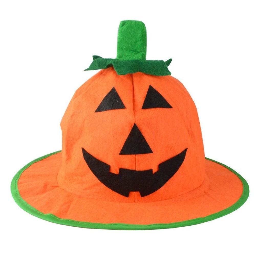 Cute Non-woven Fabric Pumpkin Plush Hat Comfortable Soft Headgear Novelty Round Halloween Cap Party Decor