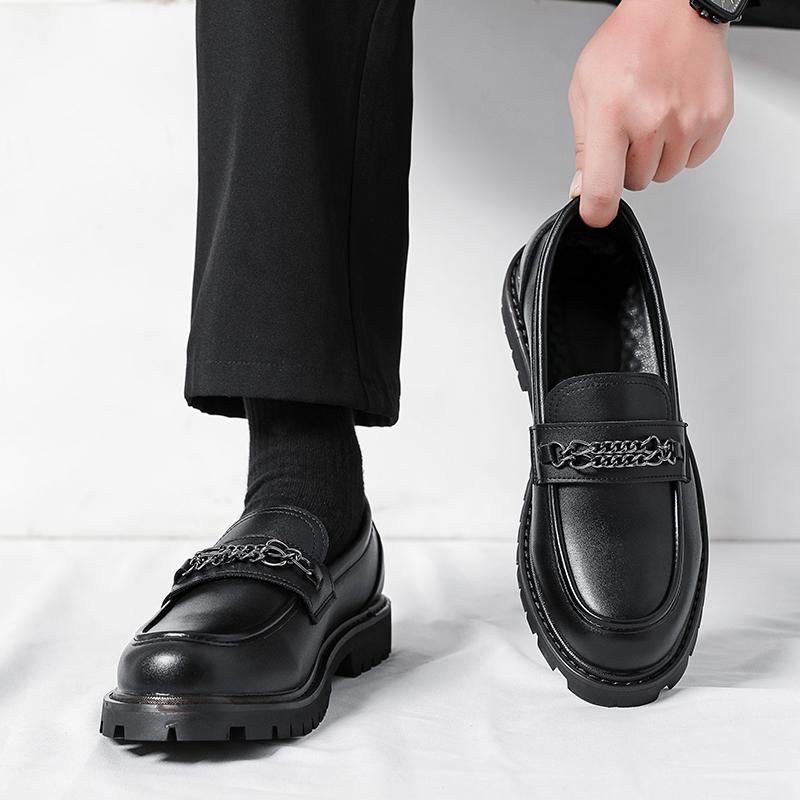 Модная мужская обувь для платья Толстая подошва Слипоны Повседневная Формальная обувь Кожаная Дизайнерская Мужская Деловые Лоферы Мокасины 2024 Свадебная обувь