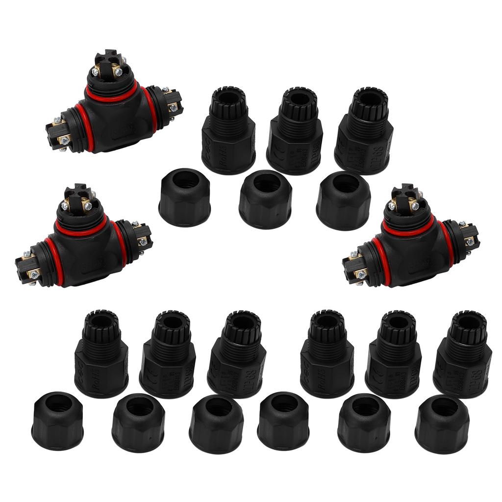 3Pcs Waterproof 3 Way Wire Connector 4 Core Junction Box Outdoor Waterproof IP68 Electrical Cable