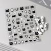 Kawaii Little Black Cat Nail Stickers Cartoon Cute Cat Stars Letters Nail Sliders Y2K Korean Japanese Nail Art Manicure Decors