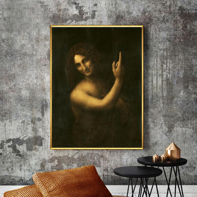 The Baptist St. John, Leonardo Da Vinci's Famous Painting Posters and Prints Wall Art Canvas Painting for Living Room Decor