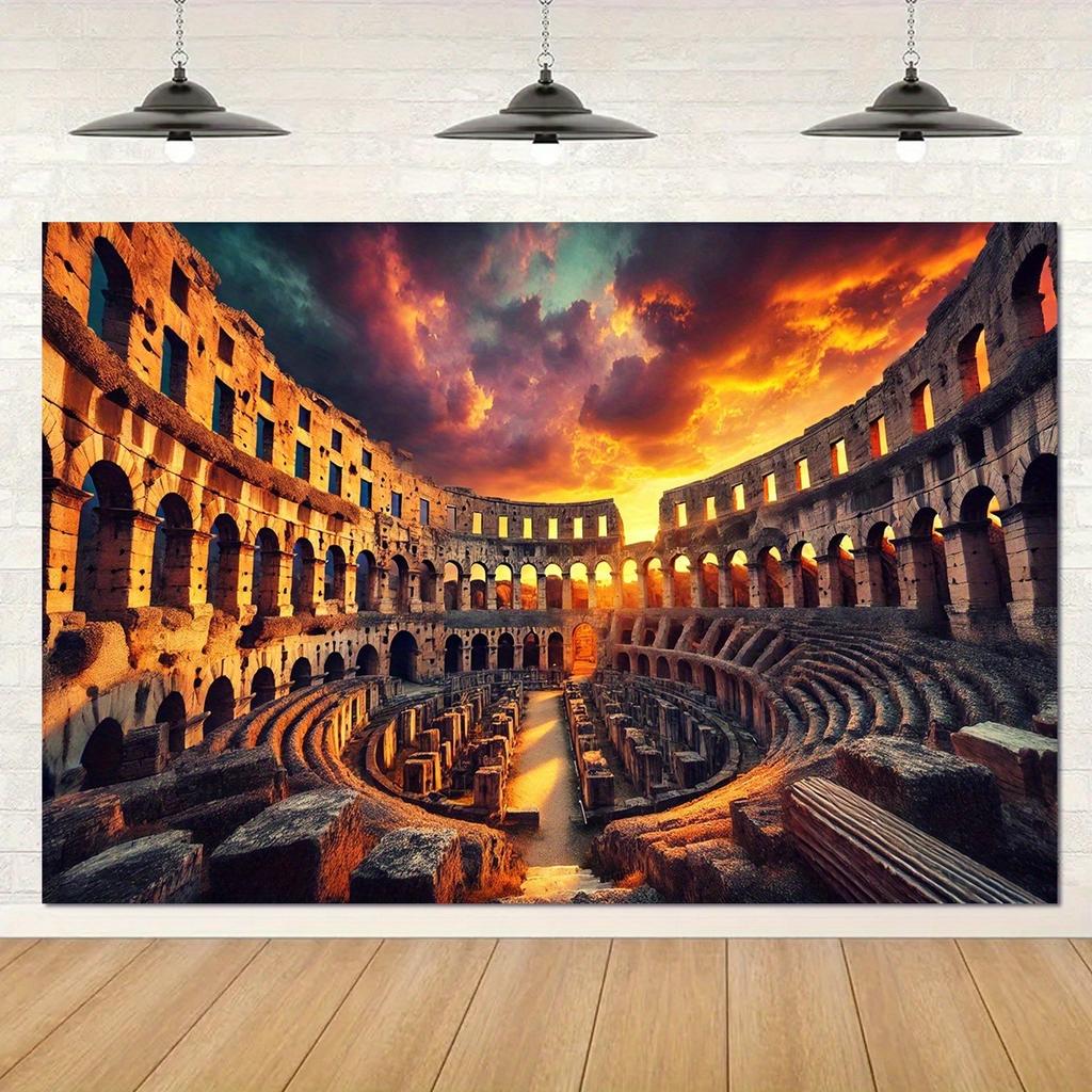 Vintage Roman Colosseum Tapestry Wall Art Hanging Decor Sunset Background Ancient Architecture Luxury Home Living Room Decor
