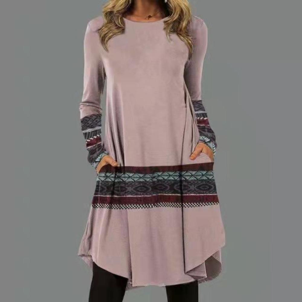 JPNTKY Women's Fashion Autumn Winter Long Sleeve O-Neck Casual Dresses