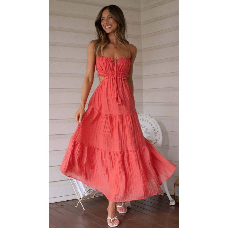 Женские летние новые темпераментные сексуальные платья с открытой спиной и длинными рукавами