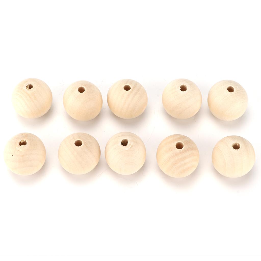 10pcs Craft Beads Round Wood Color MultiPurpose Wooden Beads Bulk with Hole for DIY Handicraft Decoration Gift