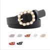 Pearl Oval Buckle Women's Belt Fashionable Simple Wild Inlaid Rhinestone Light Body Belt