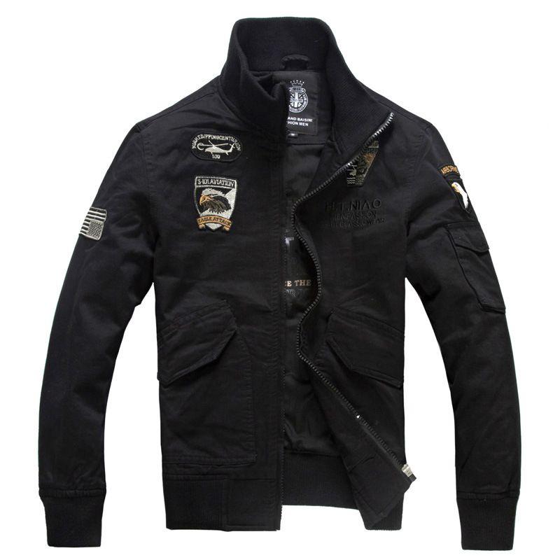 Stylish Men's Military Jackets With Casual Collar And Zipper Closure For Autumn