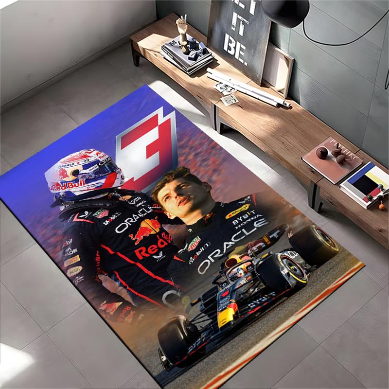 Ковер для гоночной зоны Формулы-1, Макс Ферстаппен Red Bull Oracle Racing Костюм Шлем Машина Синий Принт, Декор для Фанатов Автоспорта, Нескользящий Коврик