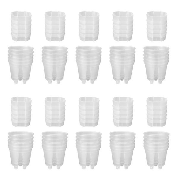 6 Inch Transparent Plastic Garden Pots Self Watering , 5 Pack Plastic Nursery Plant Pots with Deep Reservior