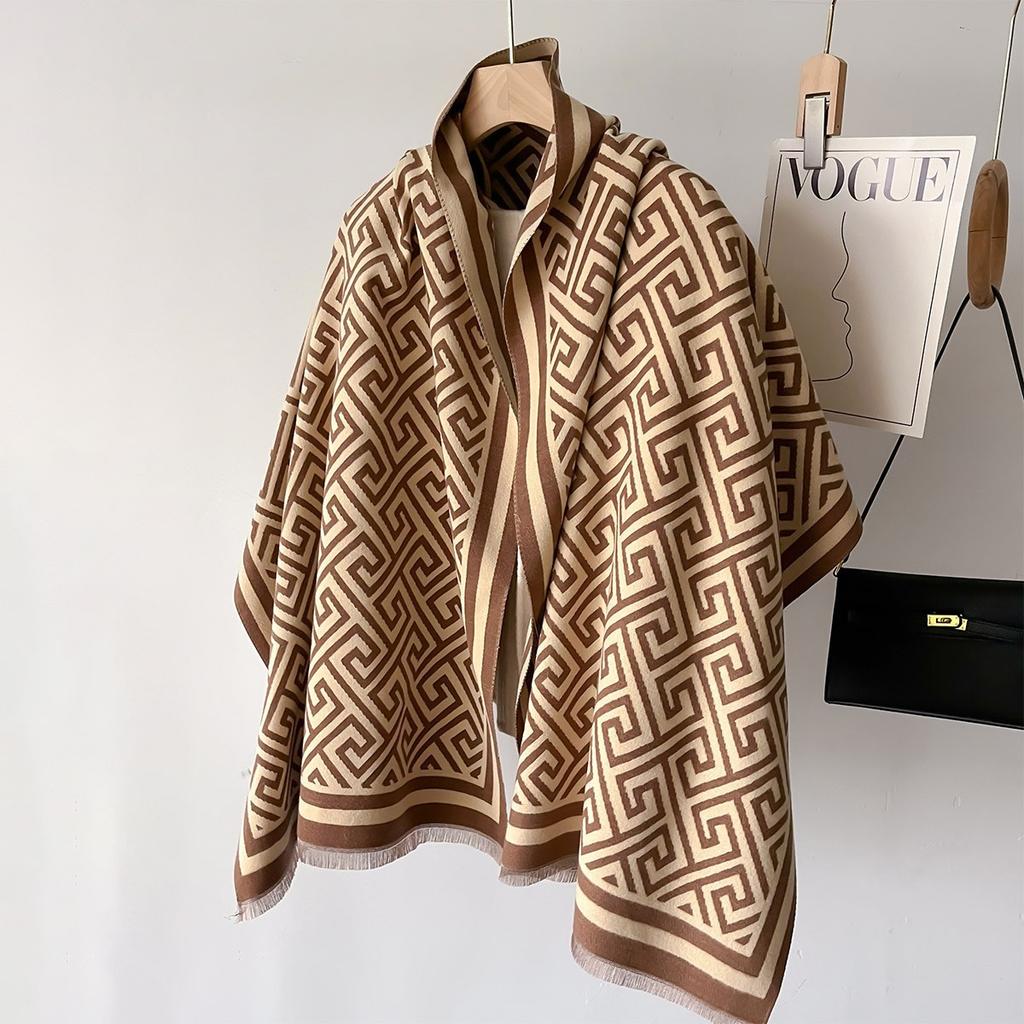 Winter Women Print Warm Scarf Cashmere Pashmina Double Sided Scarves Shawls Female Thick Blanket Wrap Bufanda Stole Echarpe