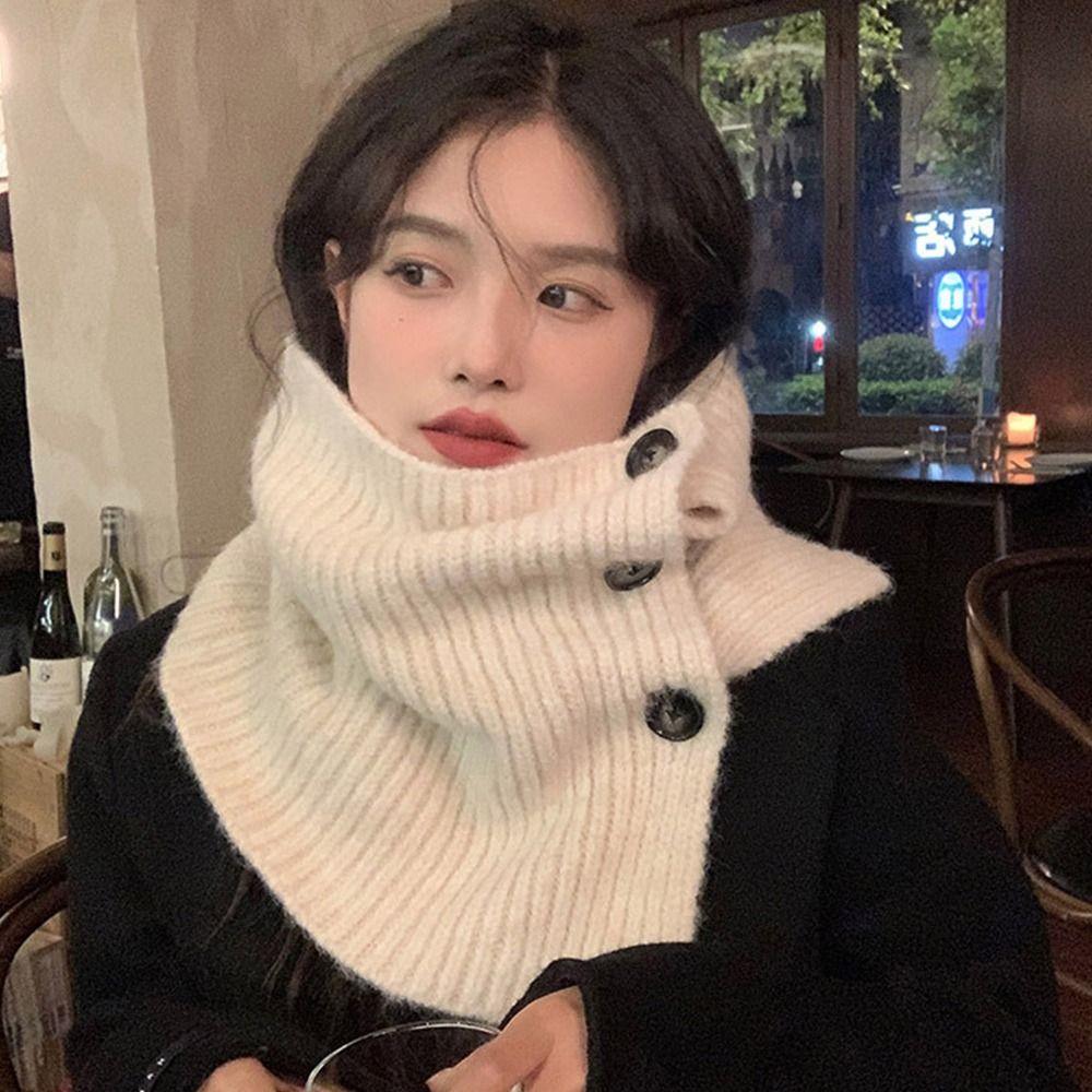Knitted Knitted Scarf Solid Color Neck Warmer Fashion Cross Scarf Women