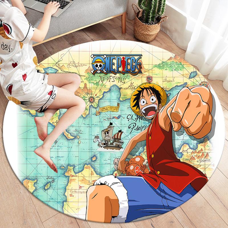 Ковер круглый с изображением Манки Д. Луффи из One Piece, ковер для гостиной, спальни, дивана, игровой комнаты, нескользящий коврик
