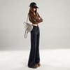 American retro micro-flared jeans women's spring new high-waisted and thin loose horseshoe pants without legs