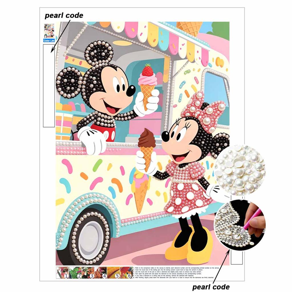 Disney Pearl Art Painting Home Wall Decor Ice Cream Truck Crafts Adult/Beginner Gift Creative Home Decor Unframed