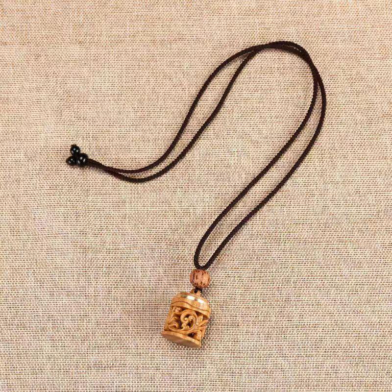 Vintage Sandalwood Incense Bead Box Necklace – Ethnic Style Accessory