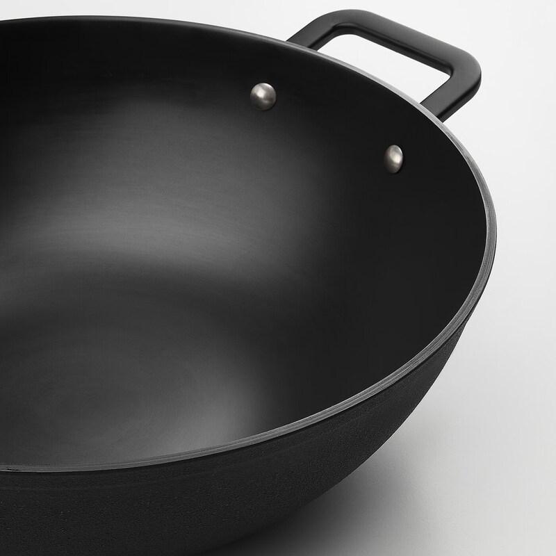 IKEA WADDAREN Cast Iron Wok with Lid, 32cm