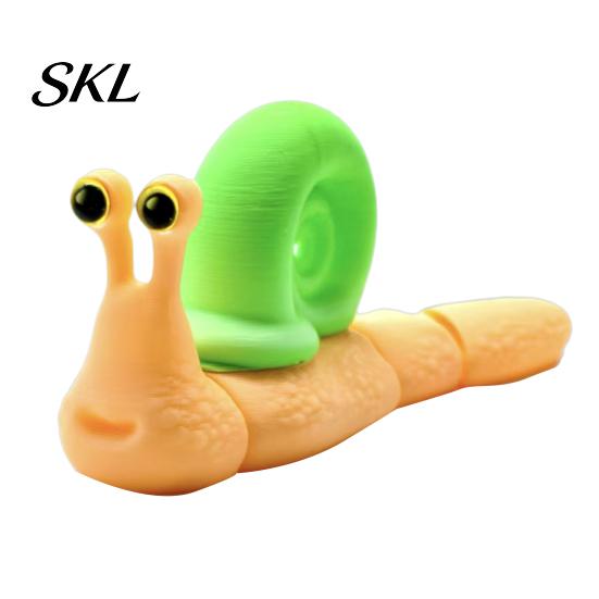 Colorful Snail Sculpture 3D Printed Figurines, Articulated Toy, Movable Joints Animal Twist Segmented Structure Toy Fidgety for Home Office